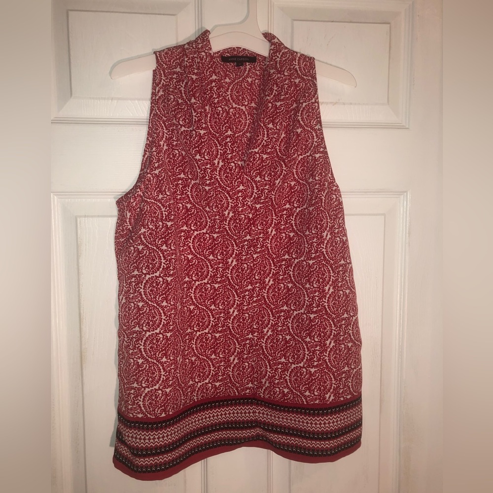 - Ann Carson M top, sleeveless lightweight, paisley detailed v neck,  boho…